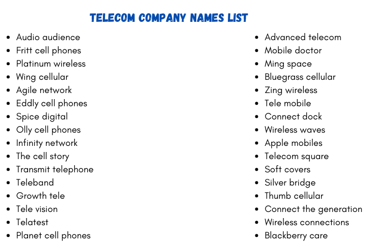 Telecom Company Names List