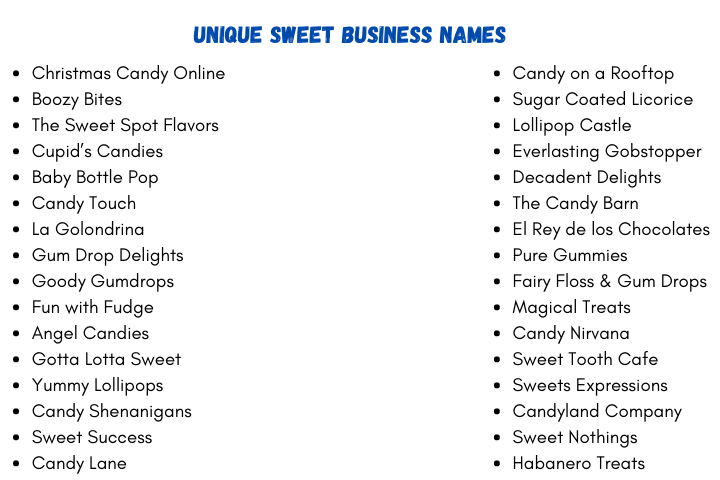 Unique Sweet Business Names