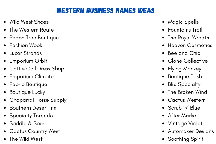 Western Business Names Ideas