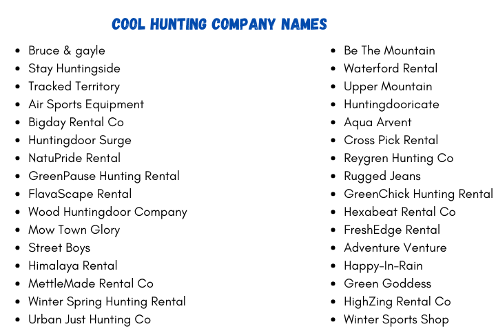 Cool Hunting Company Names