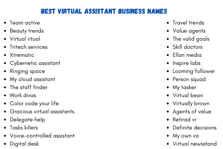Best Virtual Assistant Business Names