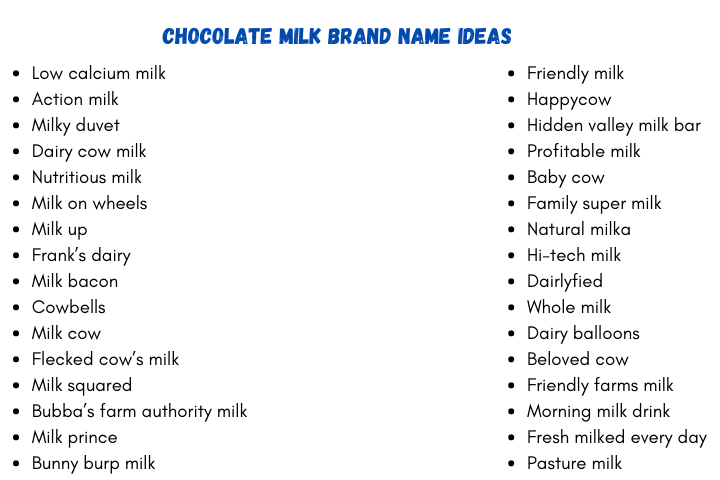 Chocolate Milk Brand Name Ideas