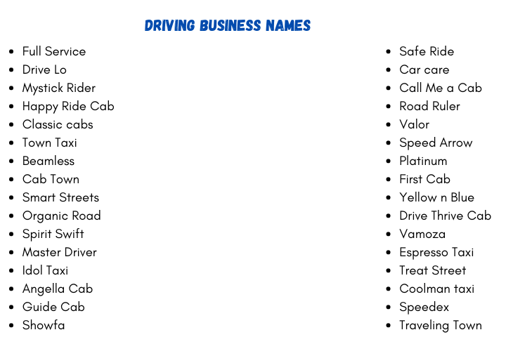 Driving Business Names