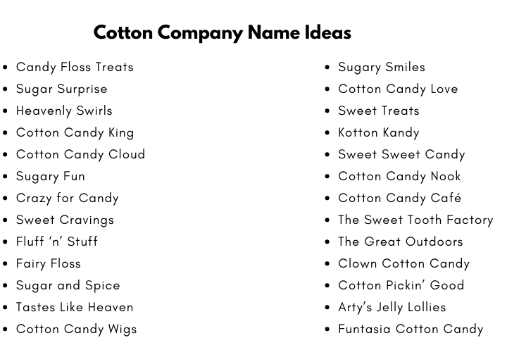 Cotton Company Name Ideas