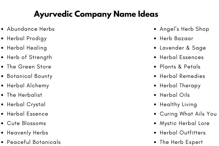 Ayurvedic Company Name Ideas