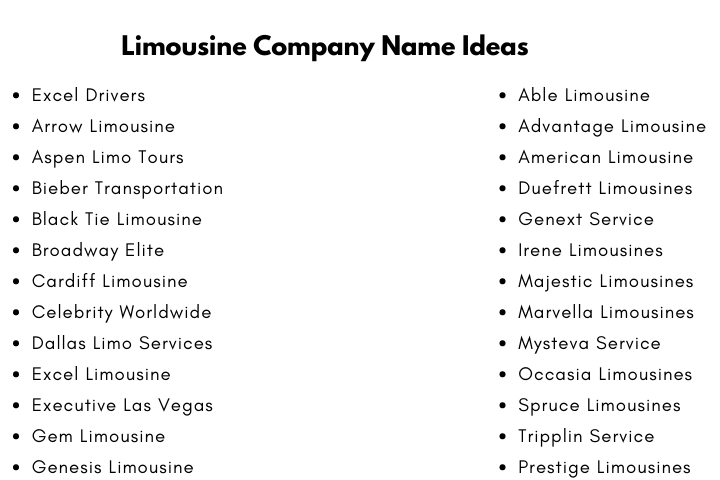 Limousine Company Name Ideas