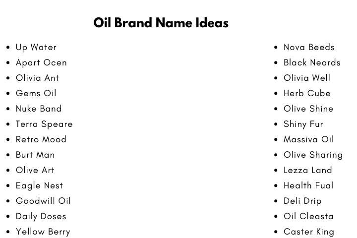 Oil Brand Name Ideas