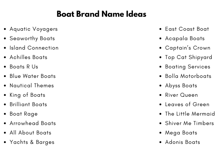 Boat Brand Name Ideas