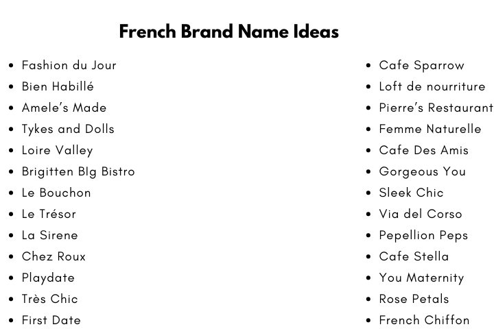 French Brand Name Ideas