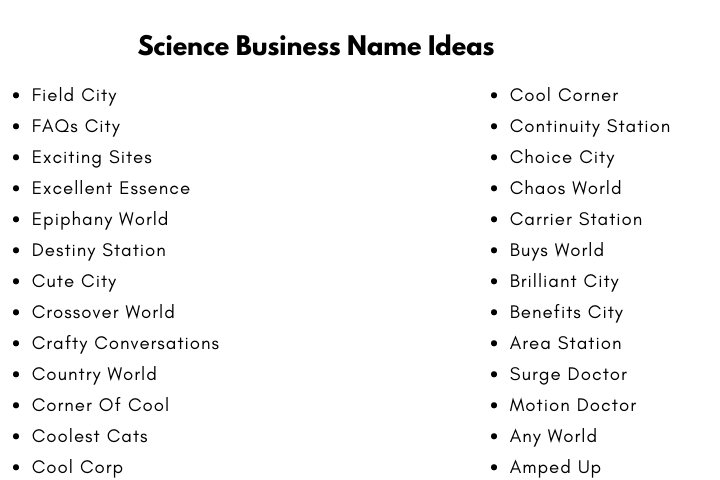 Science Business Name Ideas