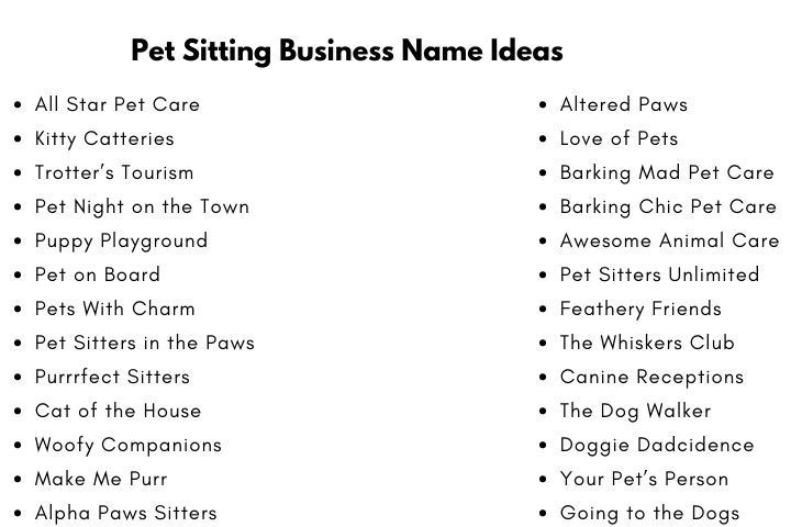 Pet Sitting Business Name Ideas