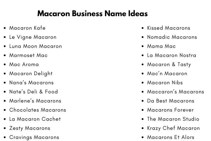 Macaron Business Name Ideas
