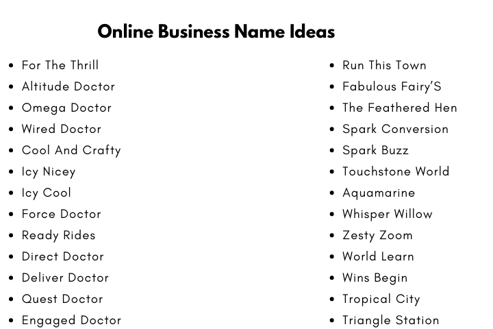 Online Business Name Ideas