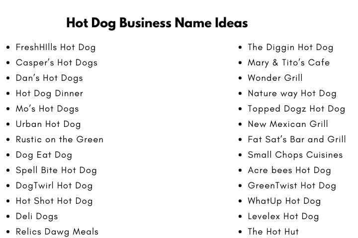 Hot Dog Business Name Ideas