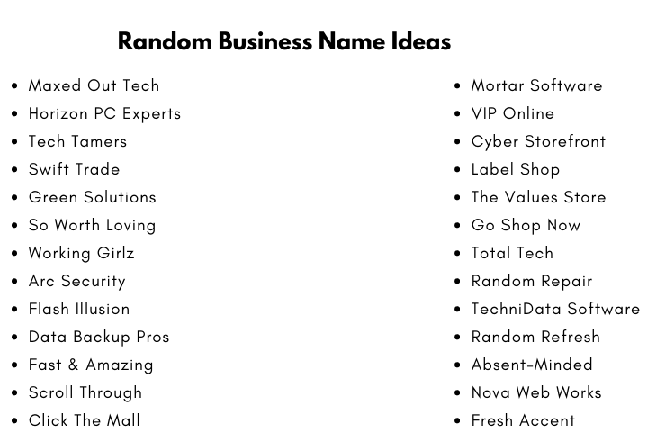 Random Business Name Ideas