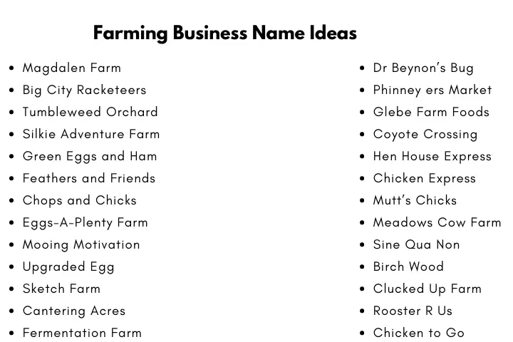 Farming Business Name Ideas