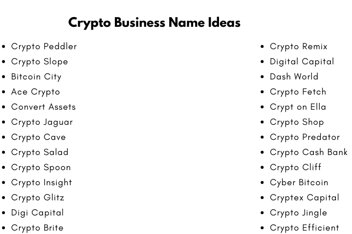 Crypto Business Name Ideas