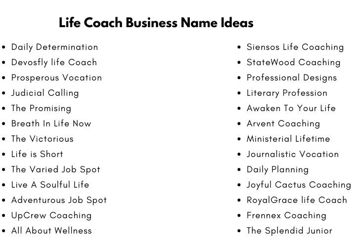 Life Coach Business Name Ideas
