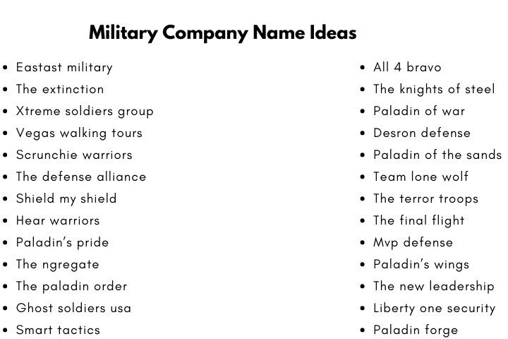 Military Company Name Ideas
