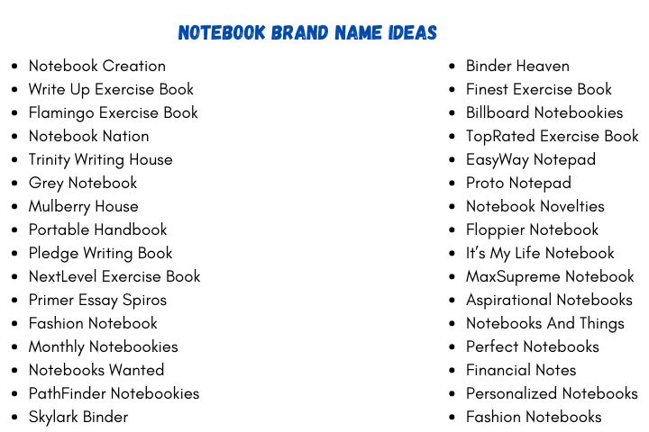 Notebook Brand Name Ideas