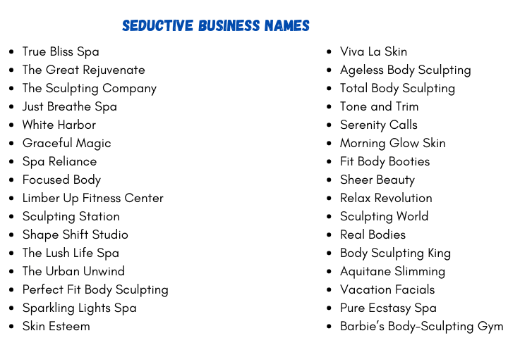 Seductive Business Names
