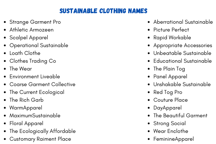Sustainable Clothing Names