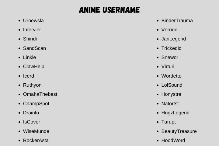 anime usernames