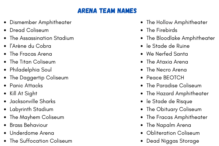 Arena Team Names
