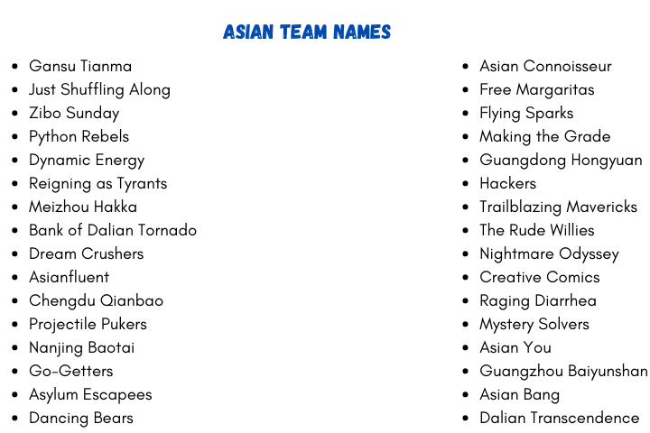 Asian Team Names