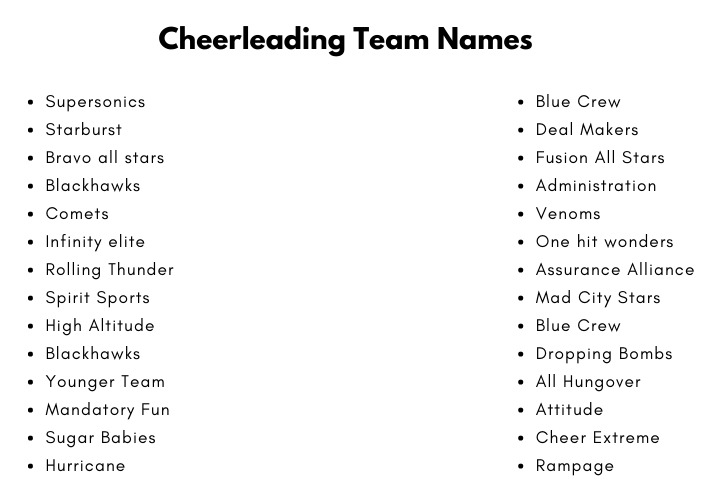 Cheerleading Team Names