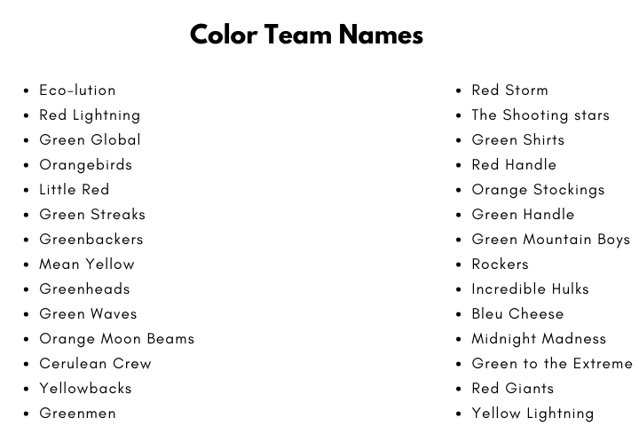 Color Team Names