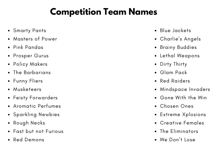 Competition Team Names