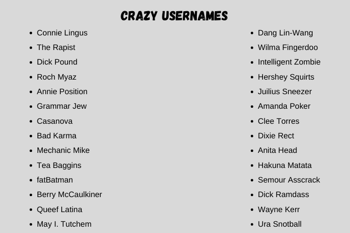 Crazy Usernames