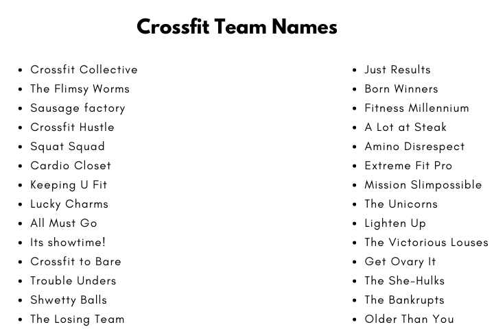 Crossfit Team Names