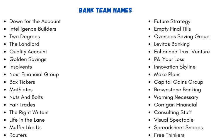 Bank Team Names