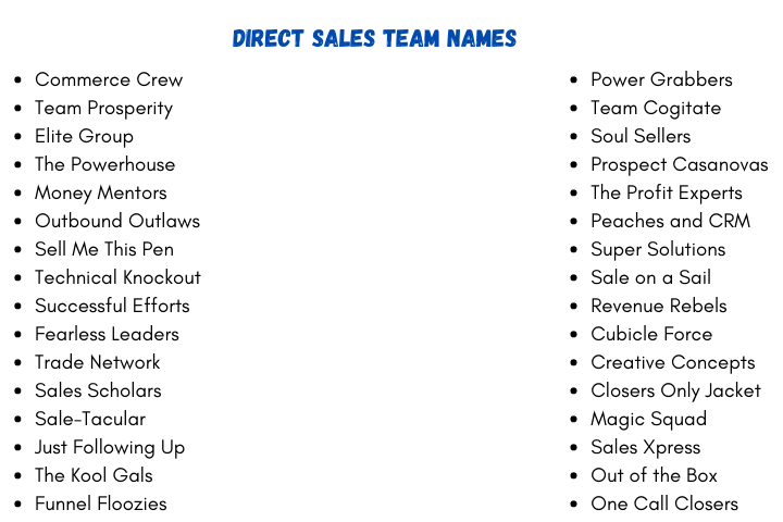 Direct Sales Team Names