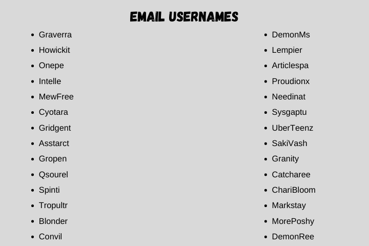 email usernames