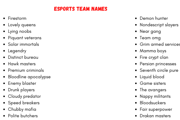 Esports Team Names 