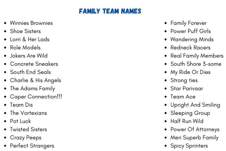 Family Team Names