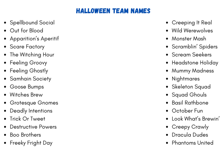 Halloween Team Names