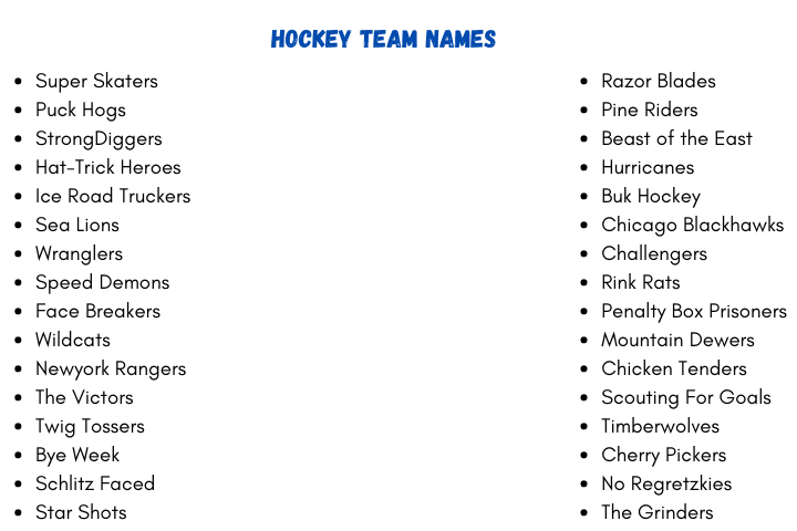 Hockey Team Names 
