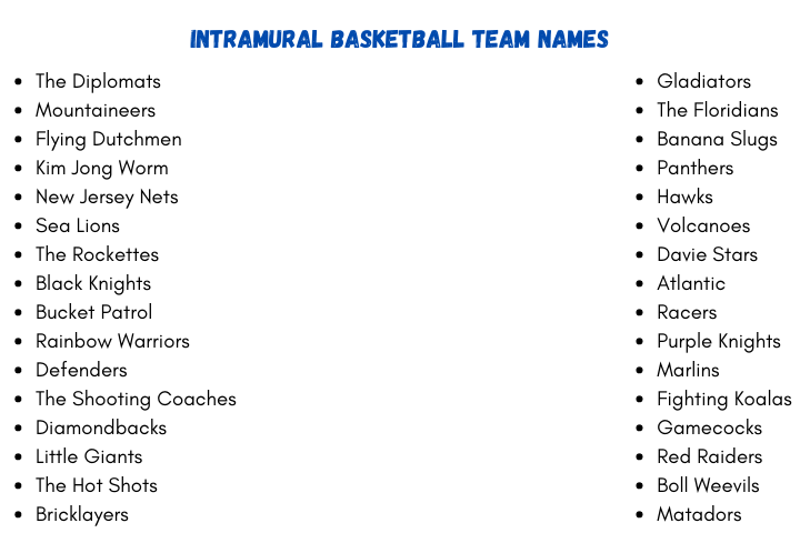 Intramural Basketball Team Names