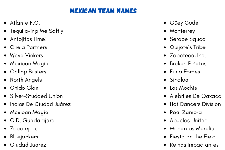 Mexican Team Names
