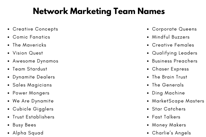 Network Marketing Team Names