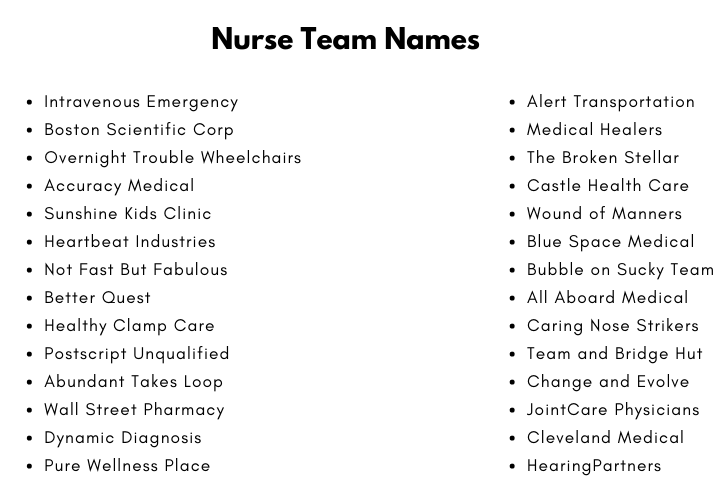 Nurse Team Names