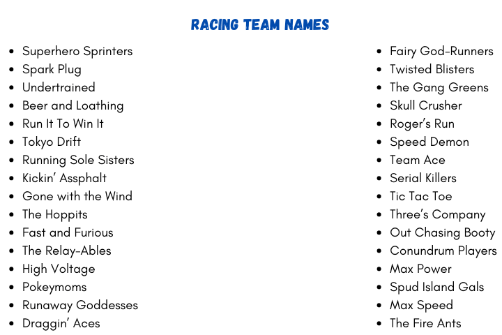 Racing Team Names 
