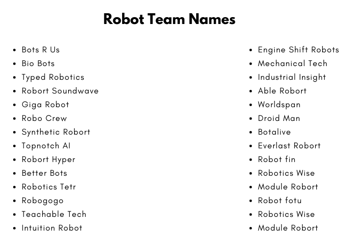 Robot Team Names