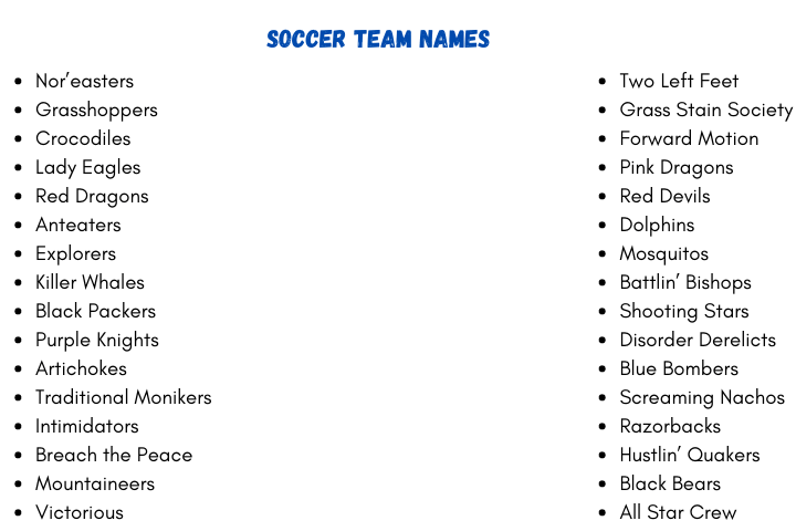 Soccer Team Names 