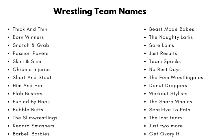 Wrestling Team Names