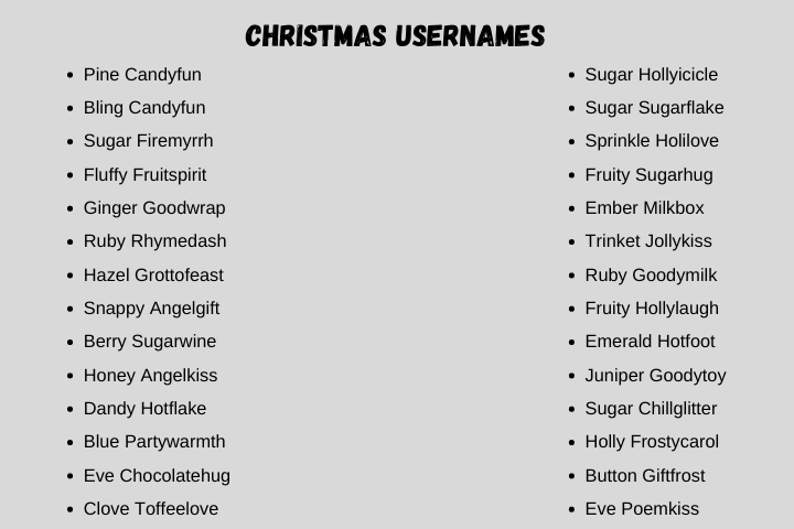 christmas usernames 